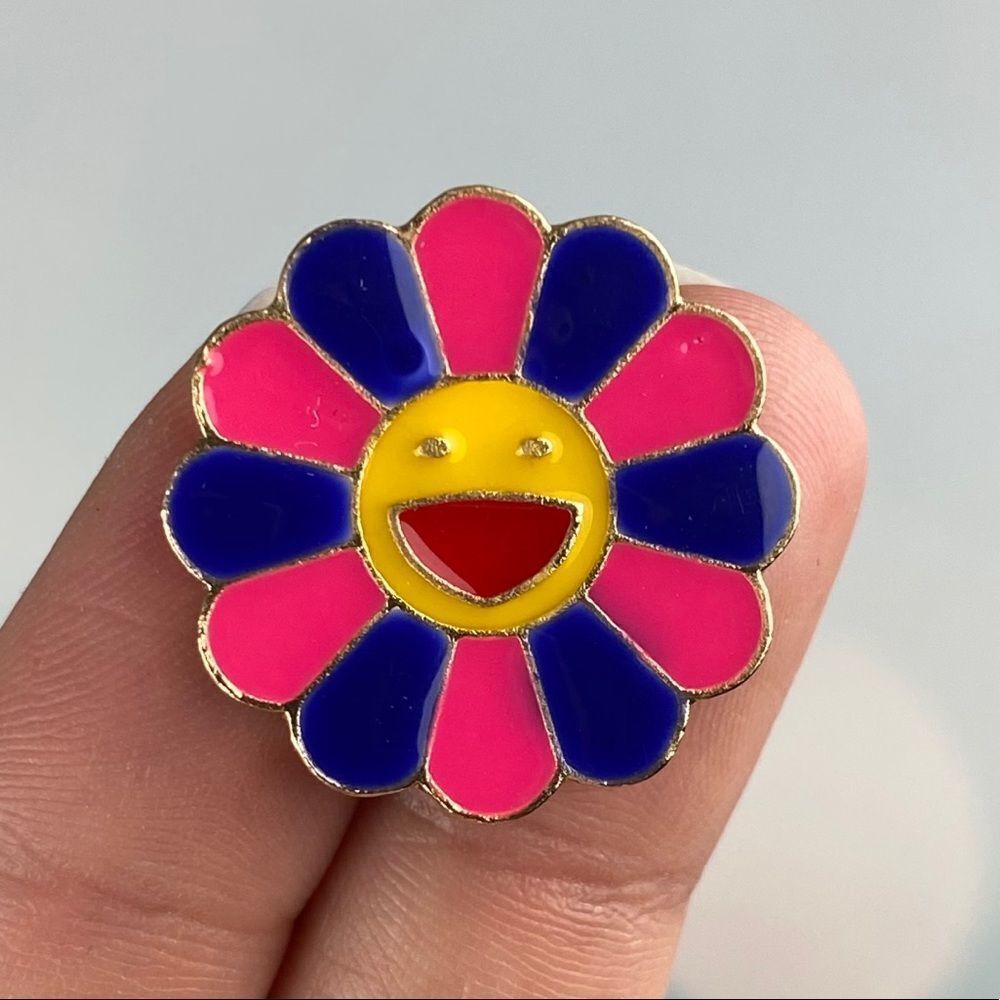 Pink Purple Smiley Flower Enamel Pin/ Brooch Lapel
